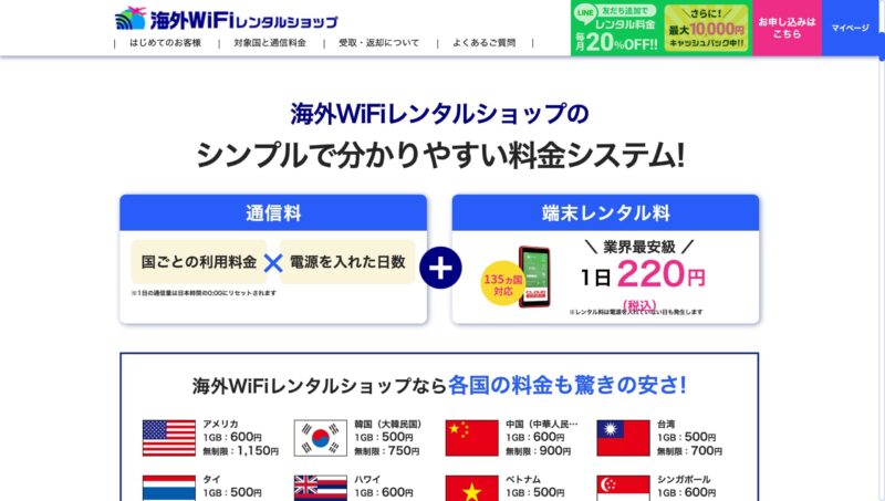 海外wifiレンタルショップのキャプチャ