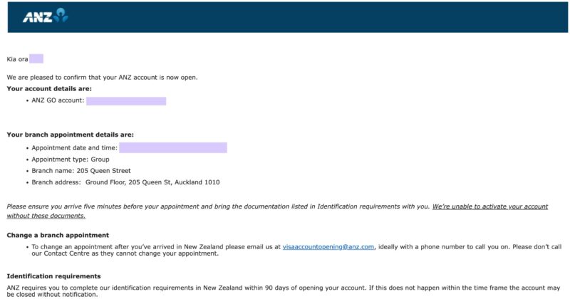 Your ANZ account is now Open