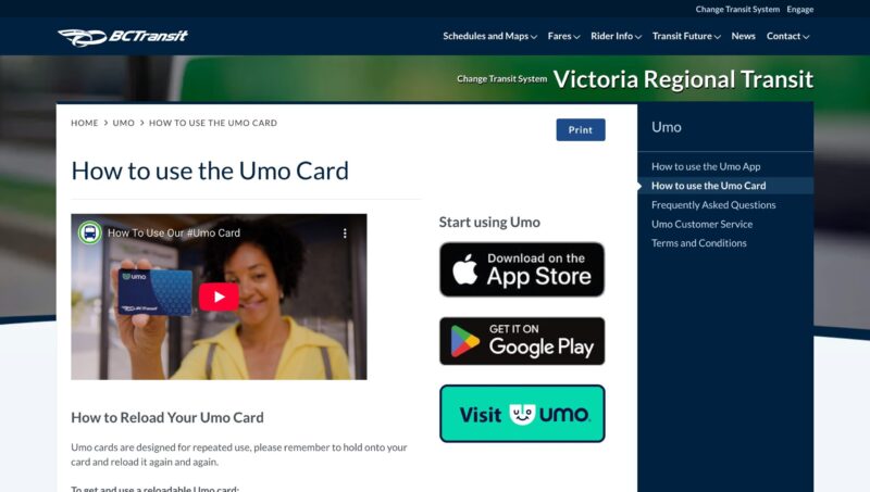 BC Transit Webサイトキャプチャ